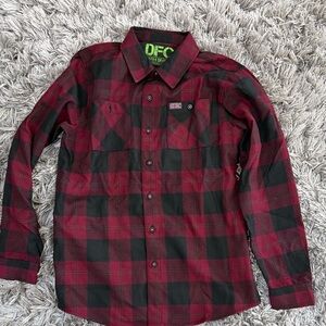 Dixxon Youth Burgundy and Black Checkered Shirt